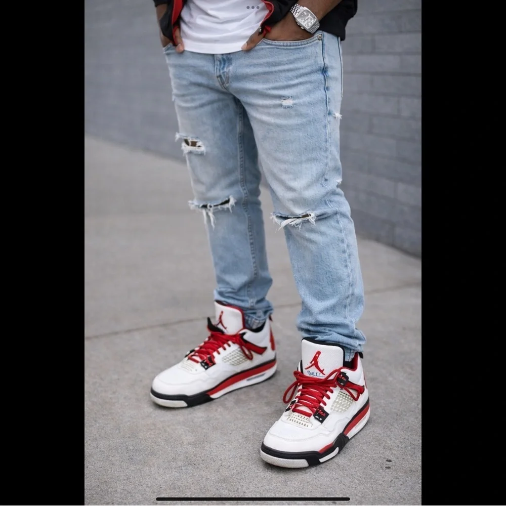 Nike Air Jordan 4 Retro White/Red (Fire Red Style) – Men’s 7.5